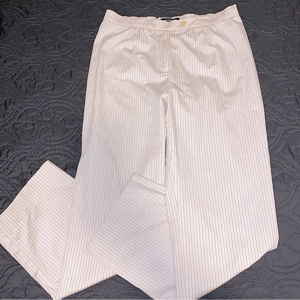 Peserico Pinstripe Italian Pants- White/Black Sz:42